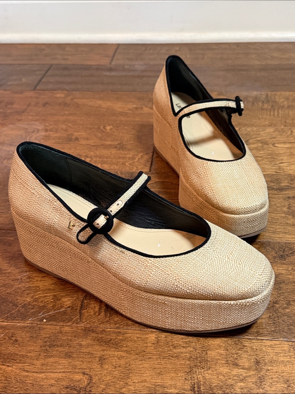 Larroude Blair Woven Platform Mary Janes, size 8.5